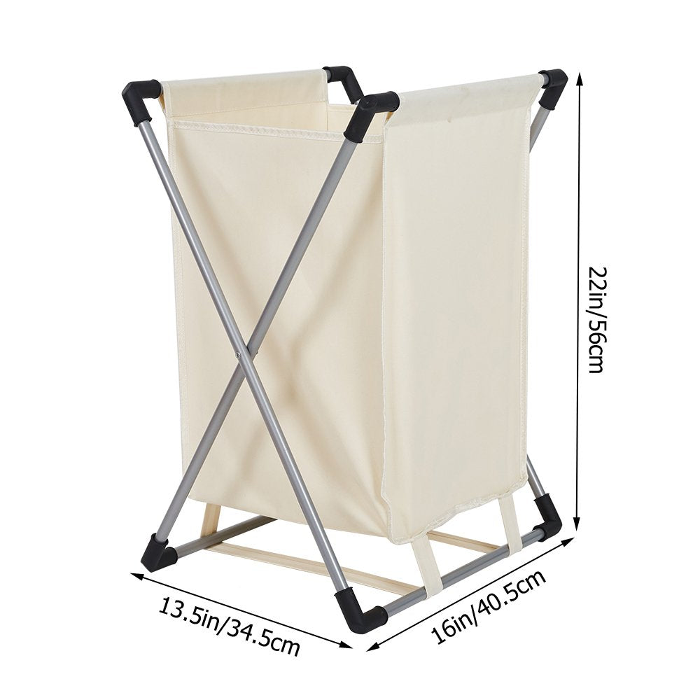 Bosonshop Single Basket Floding Laundry Hamper with X-Frame for Apartment Home College Use