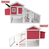 Bosonshop Bunny Hen Cage House Large Chicken Coop, Wooden Pet Home for Small Animals with Run Nest