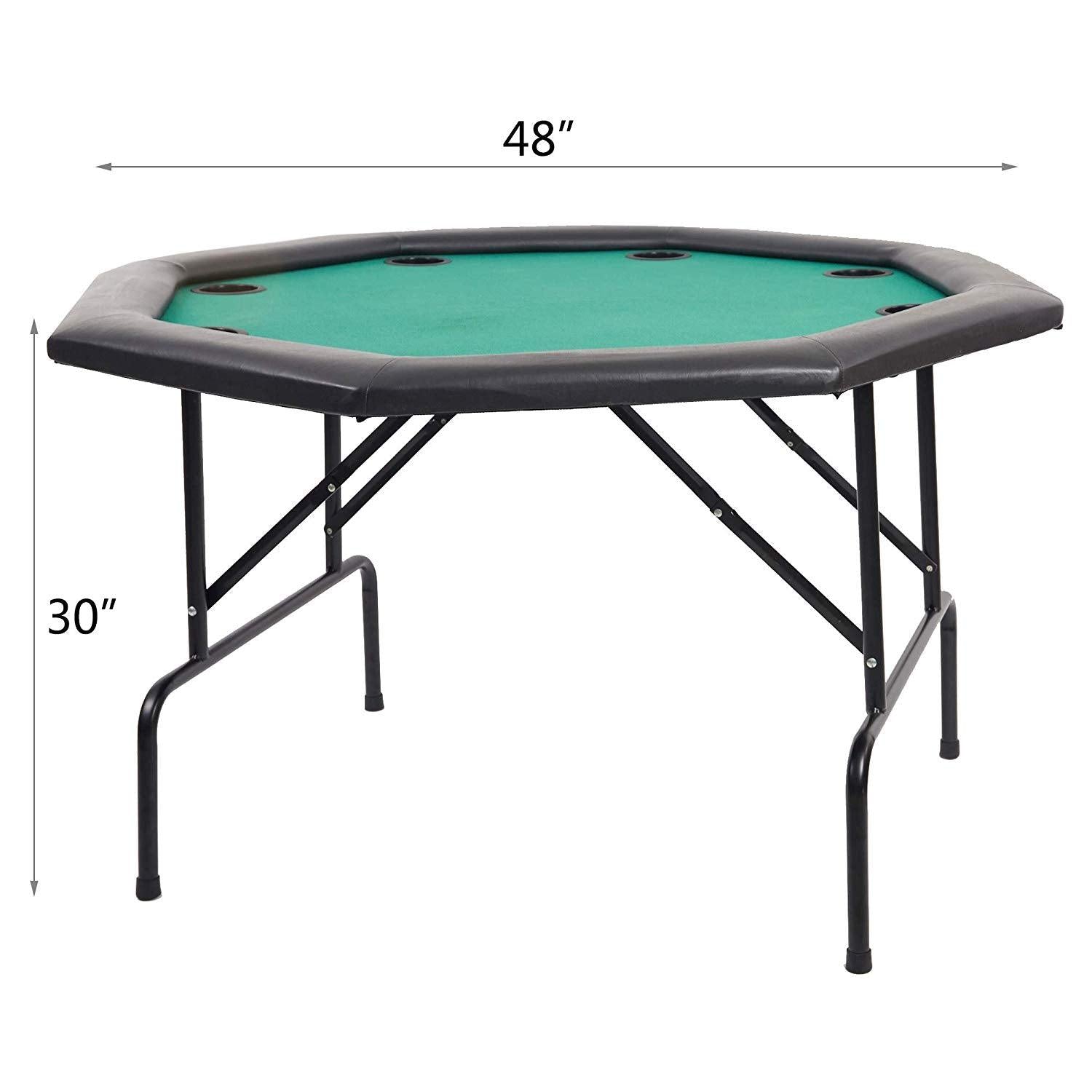 Bosonshop 48” Octagon Folding Poker Table Folding Steel Legs and Cup Holders Forest Green