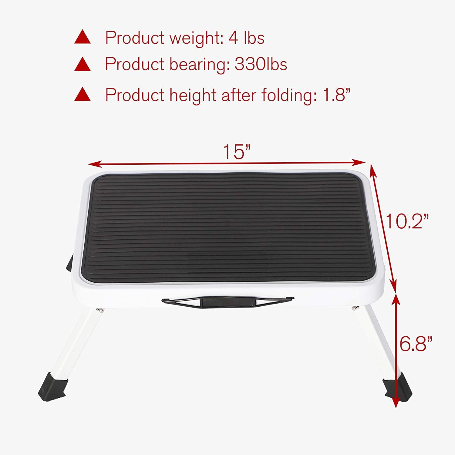 Portable Step Stool Lightweight One Step Ladder Folding Medical Footstool with Non Skid Rubber Platform, 330 lbs Capacity - Bosonshop