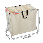 Bosonshop 3-Bag Laundry Basket Laundry Hamper Made of Oxford and Aluminum X Frame