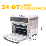 Digital Air Fryer Toaster Oven, 24 QT 10-In-1 Convection Countertop Oven Combination w/ 6 Accessories, Stainless Steel Finish, 1700W