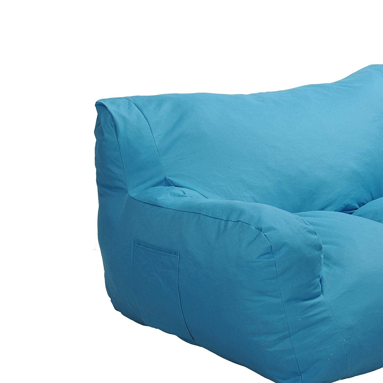 Bosonshop Bean Bag Chair Self-Rebound Sponge Double Child Seat 51" x 32" x 18" Blue