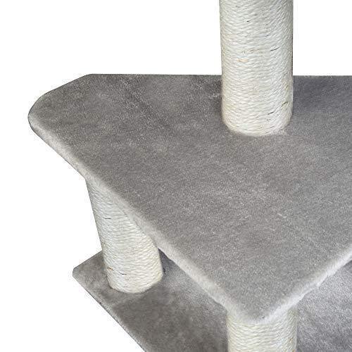 37.4" Multi-Level Carpeted Cat Scratching Post Pet- Grey - Bosonshop