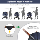 3 in 1 Foldable Aluminum Alloy Frame Pet Stroller with Detachable Carrier & Cup Holder, Up to 33 lbs