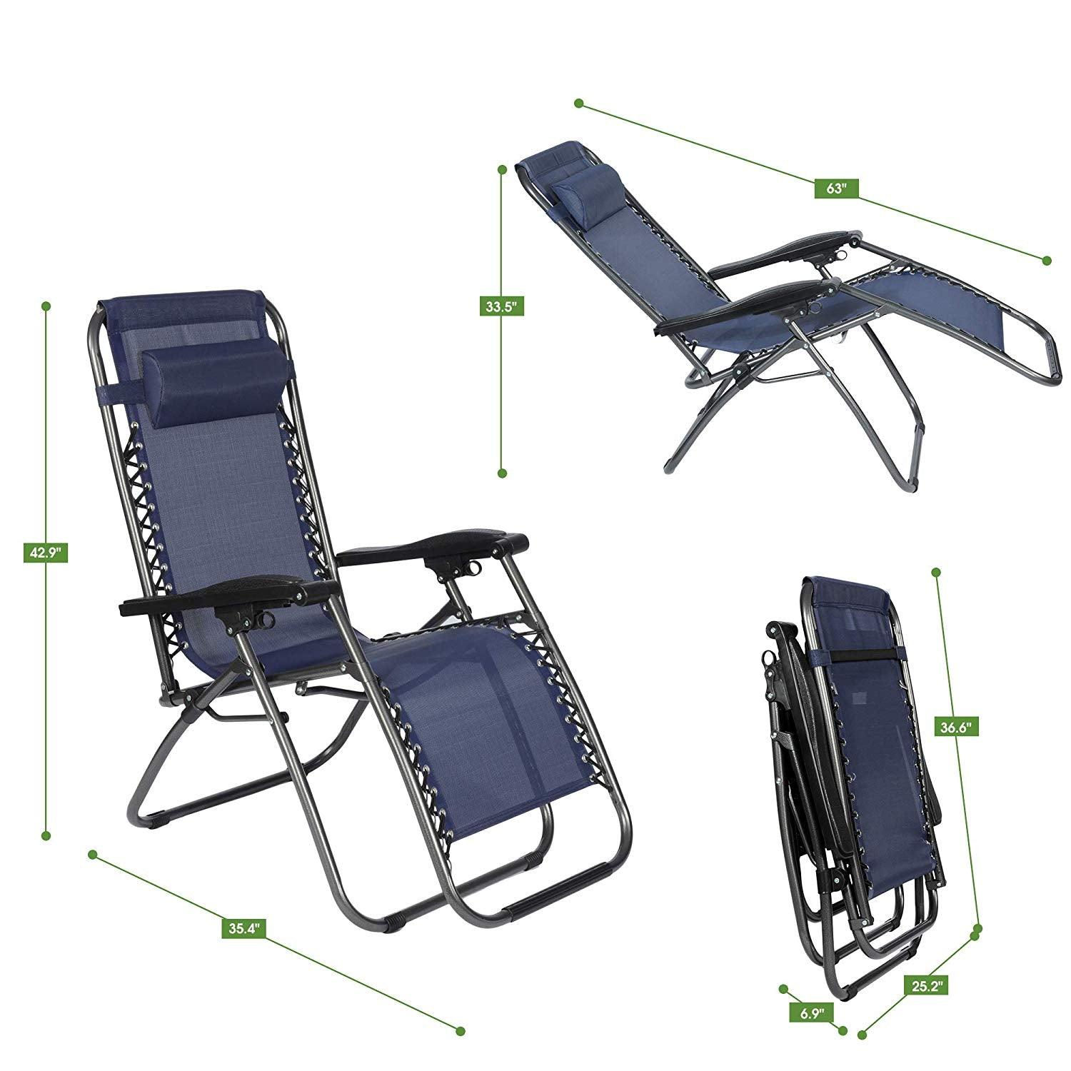 Bosonshop Adjustable Zero Gravity Patio Lounge Chairs 2PC Blue