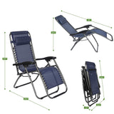 Bosonshop Adjustable Zero Gravity Patio Lounge Chairs 2PC Blue
