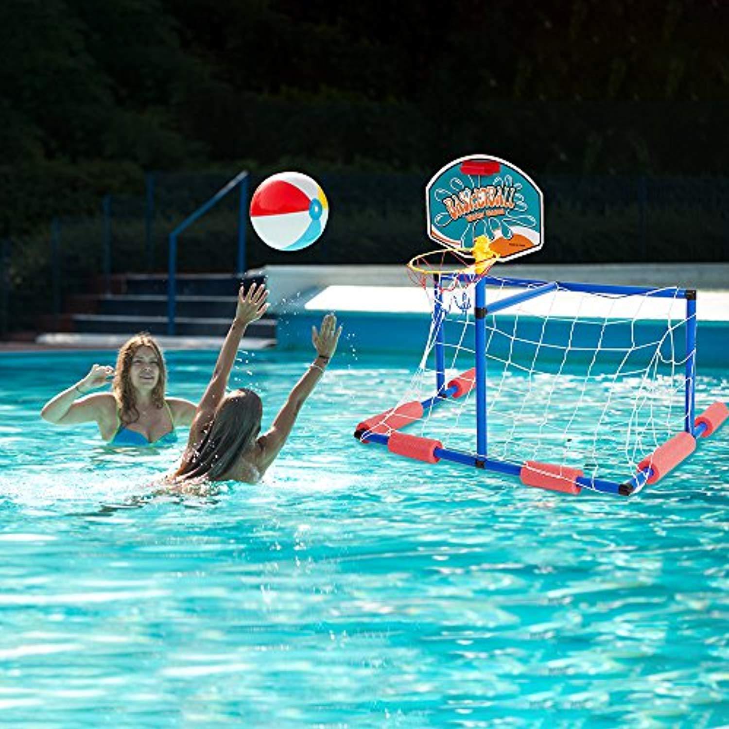 Bosonshop 2 in 1 Water Sport Game ,Water Polo with Basketball Stand for Play