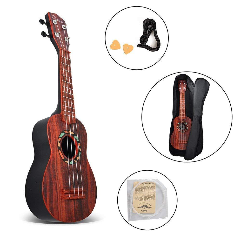 Bosonshop 21" Faux Wood Ukulele Kids 4 String Acoustic Hawaiian Guitar Plastic Ukulele Guitar