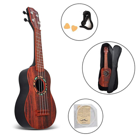 Bosonshop 21" Faux Wood Ukulele Kids 4 String Acoustic Hawaiian Guitar Plastic Ukulele Guitar