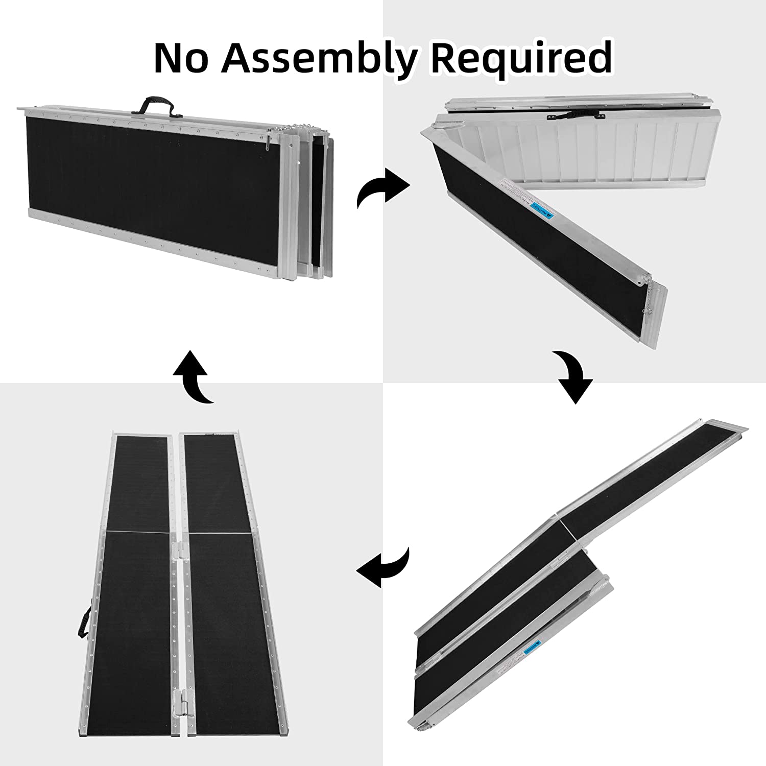 7FT Folding Aluminum Wheelchair Ramp with Handle, Utility Mobility Access Threshold Ramp