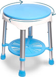 Swivel Shower Chair for Inside Shower, 300lbs Tool-Free Assembly  Shower Stools with 5 Adjustable Height, Storage Tray 360 Degree Rotating Shower Seat for Seniors, Elderly
