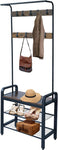 Freestanding Coat Rack with Shoe Bench, 3-in-1 Hall Tree Shoe Rack for Entryway