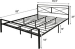 14" Metal Platform Bed Bed Frame and Headboard with Frosted Iron Frame, Under Bed Storage, Noise Free, No Box Spring Needed - Bosonshop