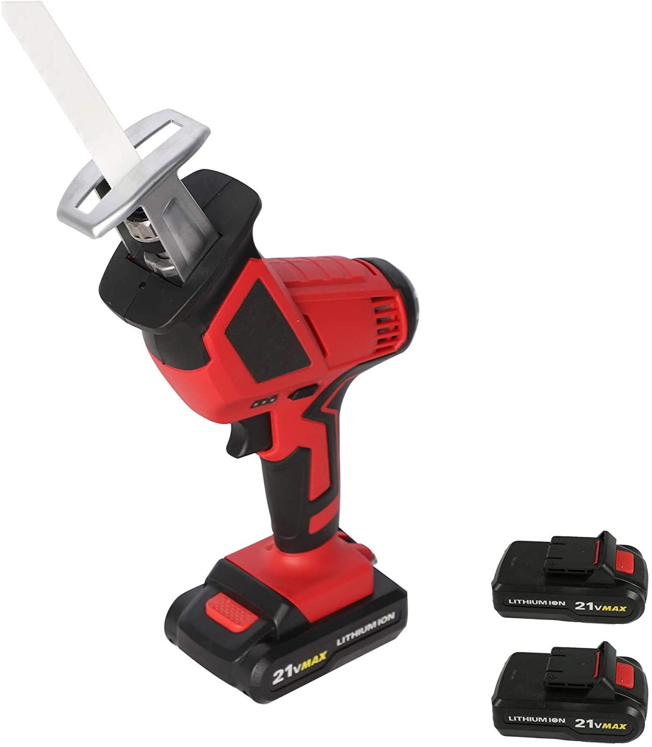 20-Volt Max Lithium-Ion Cordless Reciprocating Saw, w/2 Batteries, Portable & Lightweight One Hand Compact Reciprocating - Bosonshop