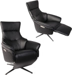 Power Recliner Lounge Chair Single - Swivel Leather Electric Recliner Press Control Adjustable Headrest Zero Gravity Black