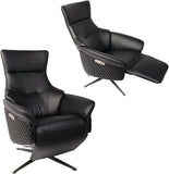 Power Recliner Lounge Chair Single - Swivel Leather Electric Recliner Press Control Adjustable Headrest Zero Gravity Black