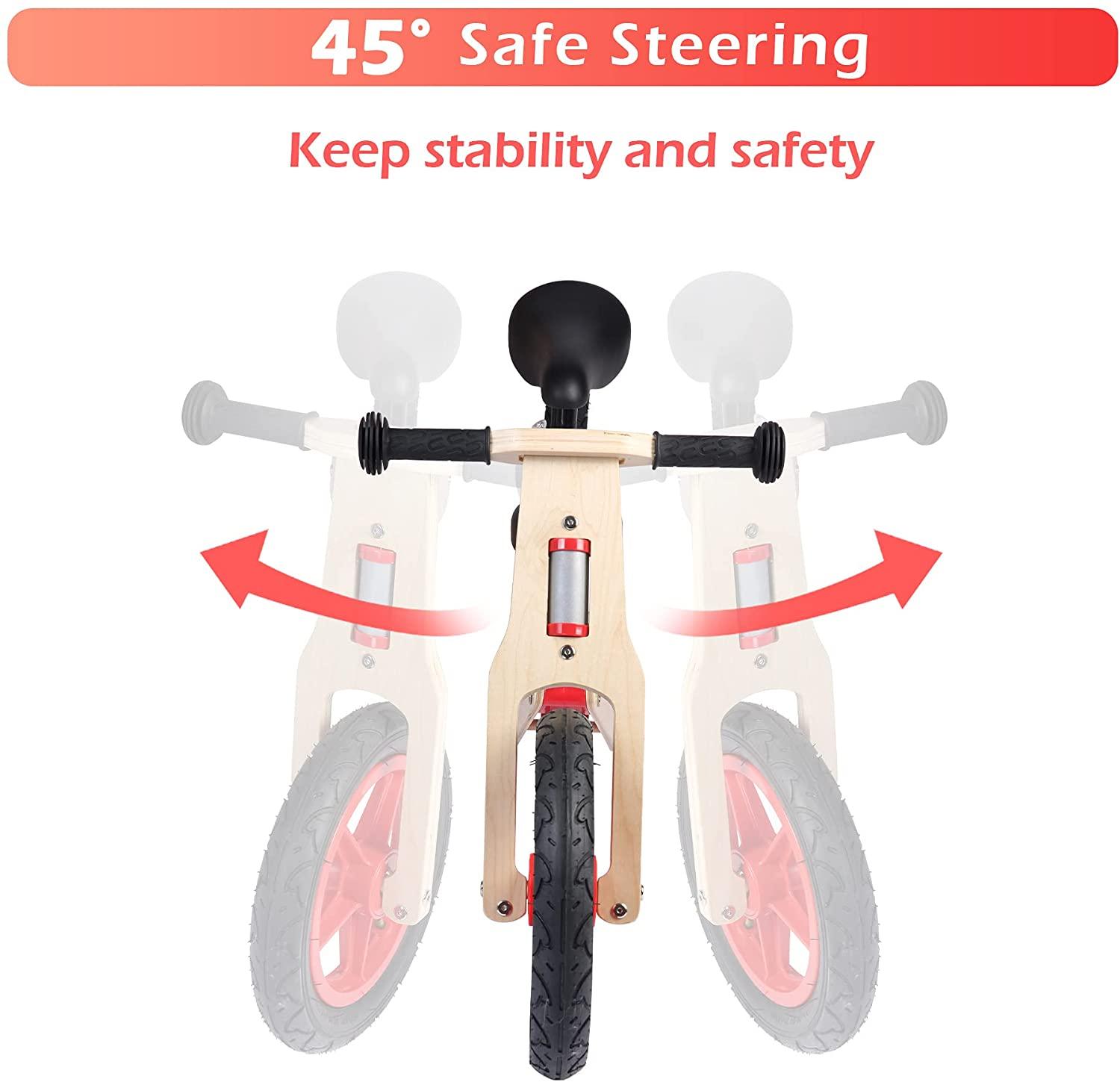Wooden Sport Kids' Balance Bike with Adjustable Seat for Kids 3+ Years Old - Bosonshop