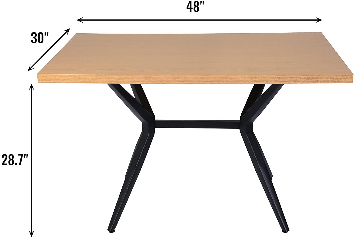 48" x 30" Dining Table Mid Century Modern Dining Table for 4 Person,w/Solid Metal Legs for Cafe Bar Balcony Home, - Bosonshop