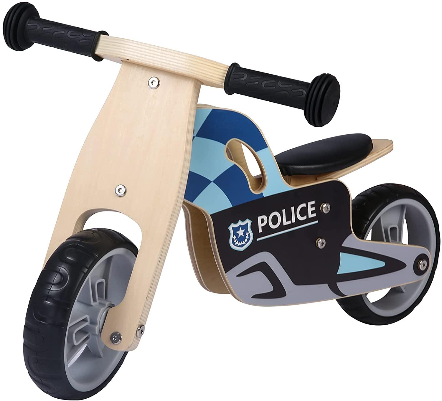 Kid 2 Wheels Wooden Police Running Balance Bicycle without Pedal - Bosonshop