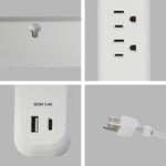 Surge Protector Power Strip with 3 Outlet and USB Port(5V/2.4A) & Type-C Port(5V/3A), 6 Ft Extension Cord - Bosonshop