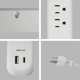 Surge Protector Power Strip with 3 Outlet and USB Port(5V/2.4A) & Type-C Port(5V/3A), 6 Ft Extension Cord - Bosonshop