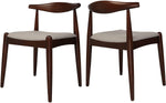 2PCs Dining Chairs, Mid-Century Side Modern Chairs with Faux Leather Cushion and Curved Backrest Low-Back Dining Chairs - Bosonshop