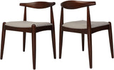 2PCs Dining Chairs, Mid-Century Side Modern Chairs with Faux Leather Cushion and Curved Backrest Low-Back Dining Chairs - Bosonshop