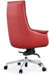 High Back Office Chair, PU Upholstered Modern Office Chair, Soft Thick Pad & Tiltable Back, Easy to Assemble, Red - Bosonshop