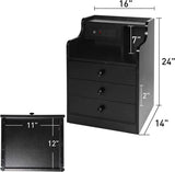 Nightstand with USB Charging Station Bedside Table 3 Drawers Storage Drawer End Side Table with Storage Wood Accent Table (Black 3 Drawers 2PC)