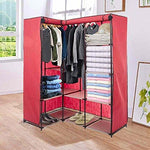 Bosonshop Portable Corner Clothes Closet with Metal Shelves,66.5" H (red)