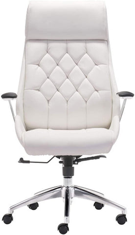 White Office Chair Ergonomic Leather High Back Heavy Duty Executive Chairs Adjustable Lock Position 360 Degree Swivel - Bosonshop