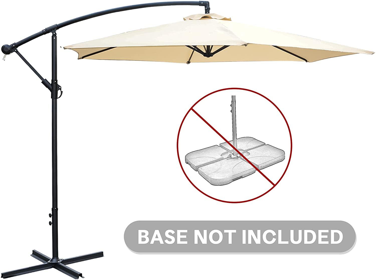 10 Ft Cantilever Hanging Umbrella Rotation Patio Offset Umbrella without Weight Base - Bosonshop