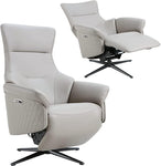 Power Recliner Lounge Chair Single - Swivel Leather Electric Recliner Zero Gravity for Living Room Bedroom Office Study Guest Room Gray