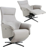 Power Recliner Lounge Chair Single - Swivel Leather Electric Recliner Zero Gravity for Living Room Bedroom Office Study Guest Room Gray