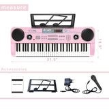 Bosonshop 61 Key Music Electronic Keyboard Electric Digital Piano Organ with Piano Stand Optional (Pink Keyboard with Stand)