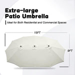 15Ft Double-Sided Outdoor Market Patio Umbrella UV-Resistant Large Umbrella with Crank for Pool, Patio Furniture, Patio Shade - Bosonshop