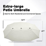 15Ft Double-Sided Outdoor Market Patio Umbrella UV-Resistant Large Umbrella with Crank for Pool, Patio Furniture, Patio Shade - Bosonshop