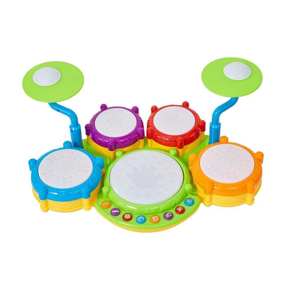 Bosonshop Musical Instrument Hand Drum Toy with Flash Lights for Kids Early Learning