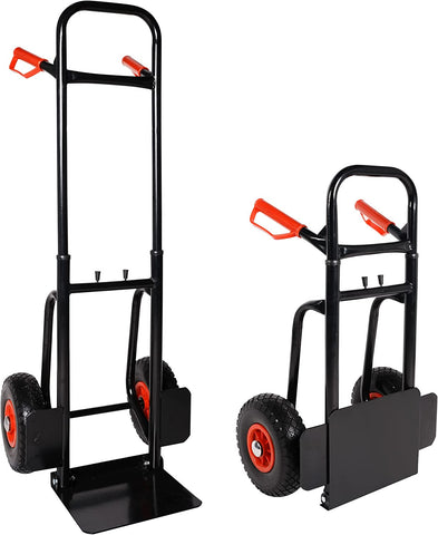 Heavy Duty Hand Truck Dolly Cart Trolley Cart with Telescope Handle & 9.4" PU Wheels, 440 Pound Capacity