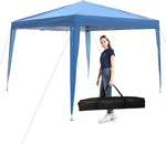 10Ft Foldable Pop Up Canopy Tent with Mesh Sidewall Height Adjustable Outdoor Gazebos with Carrying Bag for Parties, Picnics & Camping, Blue - Bosonshop