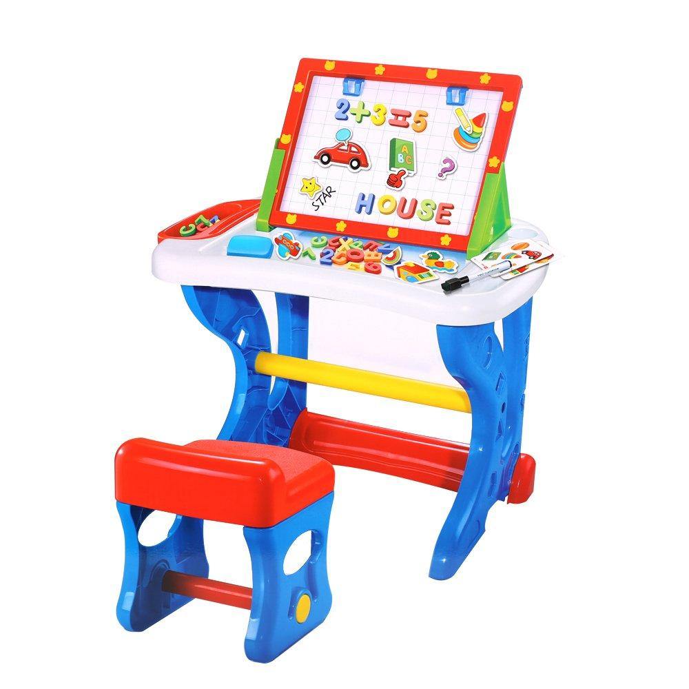 Bosonshop Deluxe Preschool Toys Learning Painting Desk Writing Board with Kids Chair and Easel