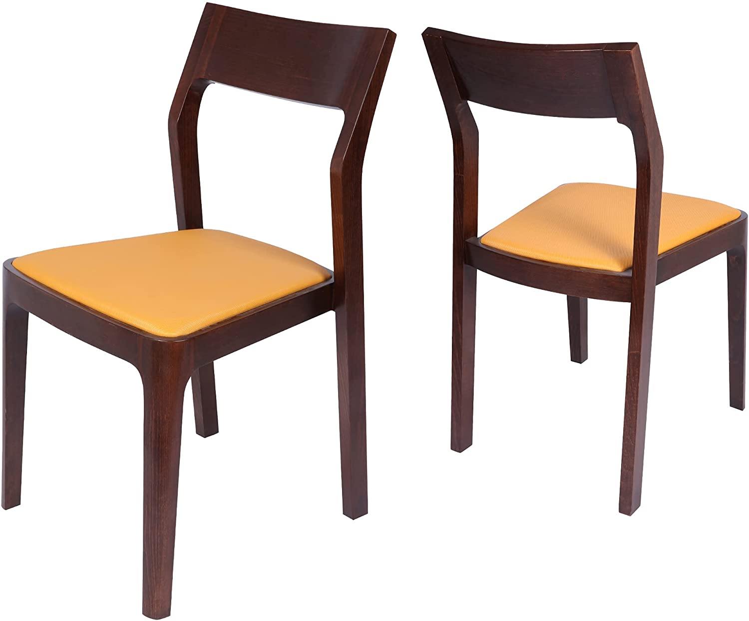 Set of 2 Dining Chair Mid Century Leather and Wood Chair for Living Room Kitchen Bedroom, High-end Modern Armless Accent Chair - Bosonshop