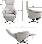 Power Recliner Lounge Chair Single - Swivel Leather Electric Recliner Zero Gravity for Living Room Bedroom Office Study Guest Room Gray