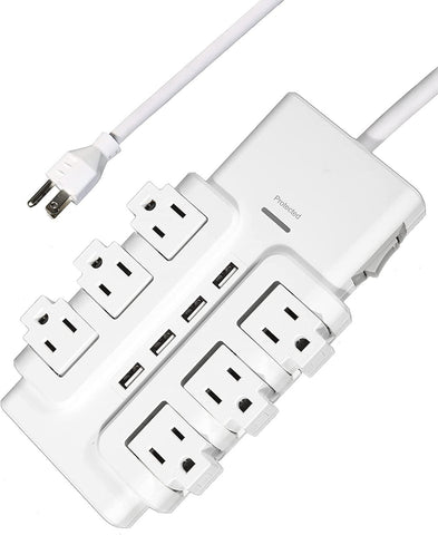 6 Outlets Extender Rotating Power Strip Surge Protector with 4 USB Ports and 6ft Heavy Duty Extension Cord Wall Mount for Home Office - Bosonshop