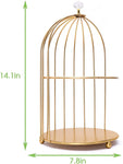 2-Tier Dessert Cupcake Stand Bird Cage Shaped Cake Stands Jewelry Display Holder Dessert Cupcake Stand Desktop Makeup Organizer Rack, Golden - Bosonshop