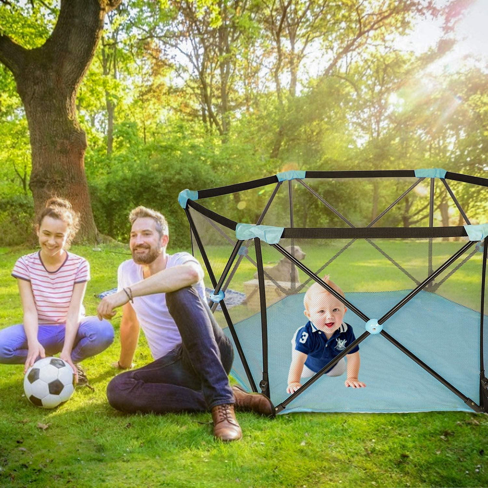 Portable Playpen Kids Play Yard Activity Center with Carry Case Mesh S