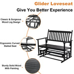 2 Person Swing Glider Chair, Wooden Garden Patio Rocking Seating Bench for Outside