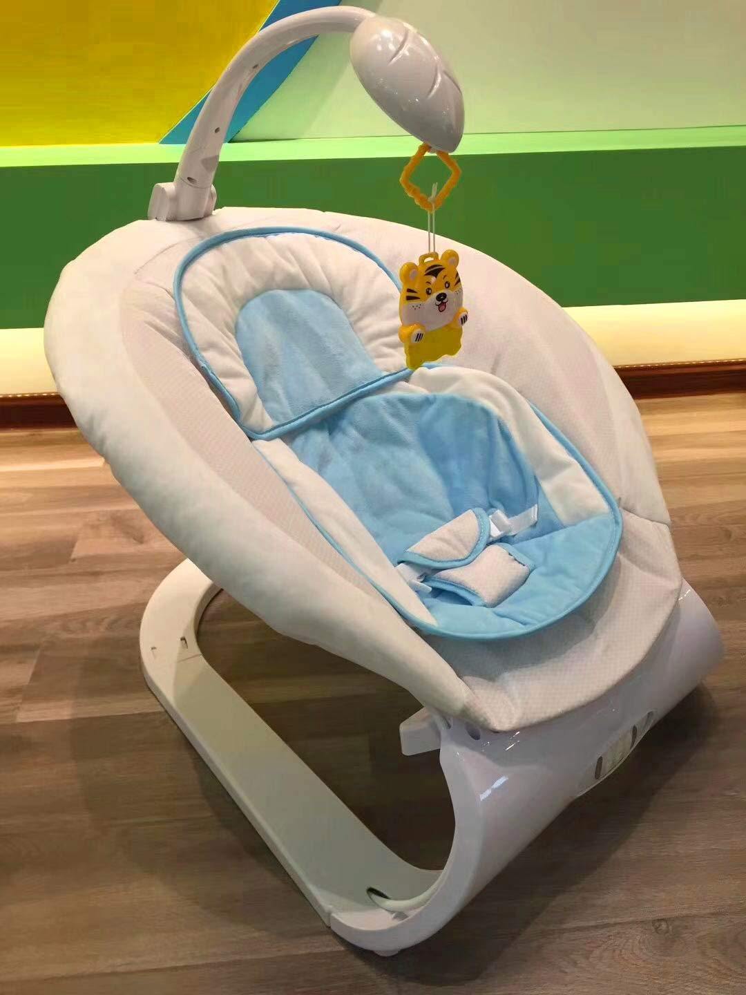 Baby Contrast Bouncer with Vibrating Seat Baby Rocker Sleeper, Blue - Bosonshop