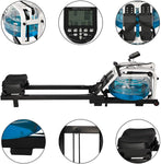 Water Rowing Machine Indoor Water Rower Adjustable Resistance with LCD Monitor Home Gym Equipment for Whole Body Exercise Cardio Training - Bosonshop